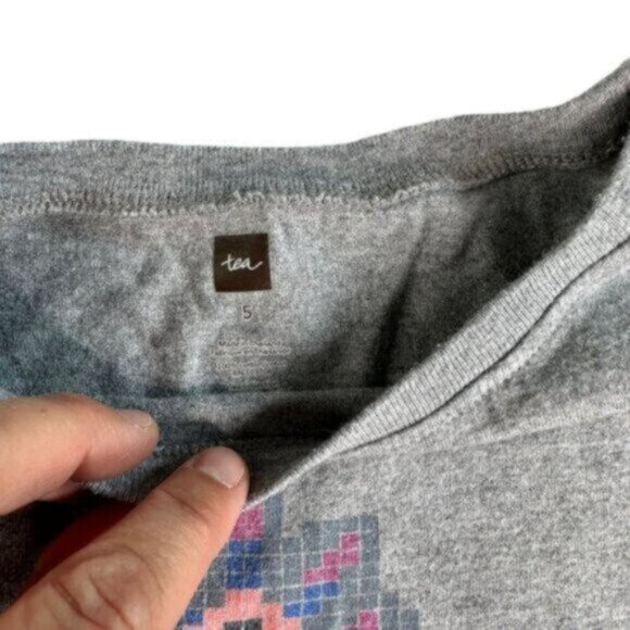 Tea Collection | Gray Short Sleeve Shirt Shift Dress Size 5T - Picture 3 of 6